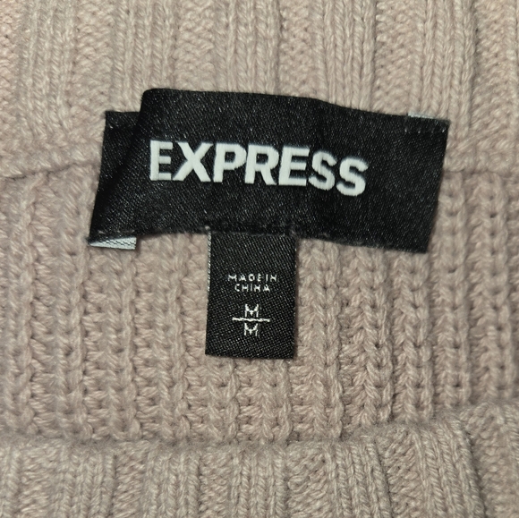 Express Crew Neck Knit Sweater Pink White Burgundy Stripe Size Medium - Picture 5 of 9